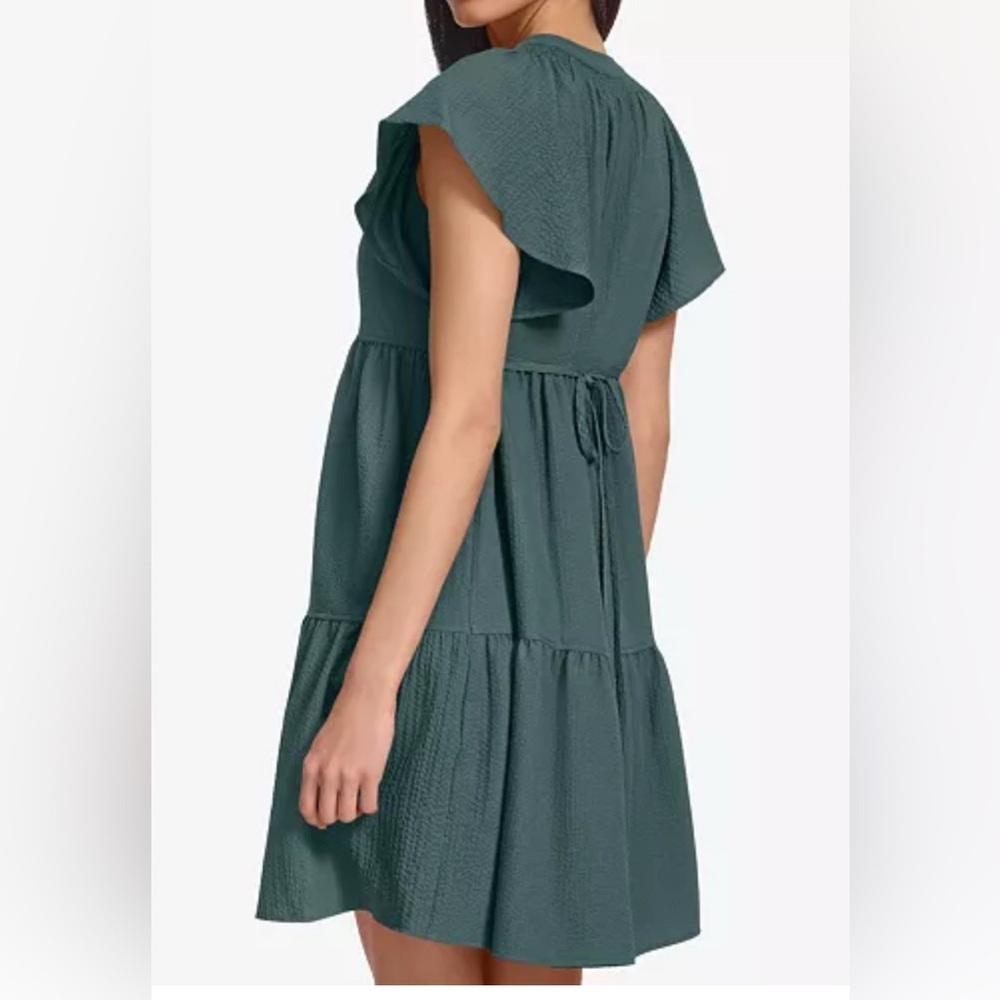 Calvin Klein Women's Split-Neck Tiered A-Line Dress - Picture 5 of 6